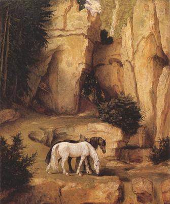 Moritz von Schwind A Hermit Leading Horses to the Trough (mk22) oil painting picture